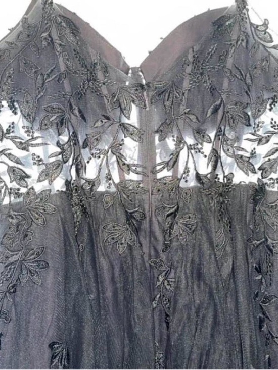 David's Bridal Black Lace Appliqué Tulle Gown - Picture 3 of 6